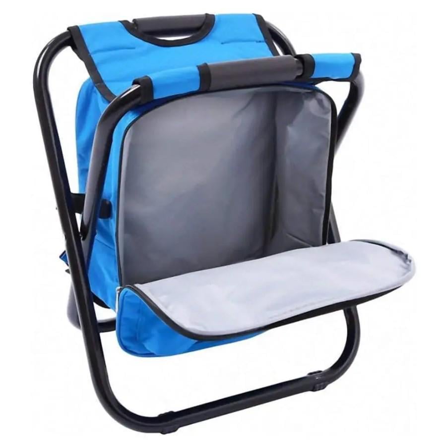 Туристичний табурет-рюкзак складаний 3в1 з термосумкою водовідштовхуючий 50х36х30 см Синій (173-1) - фото 1