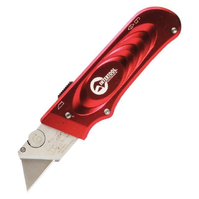 Ніж Intertool HT-0515 з висувним трапецієподібним лезом металевий корпус 60х19 мм