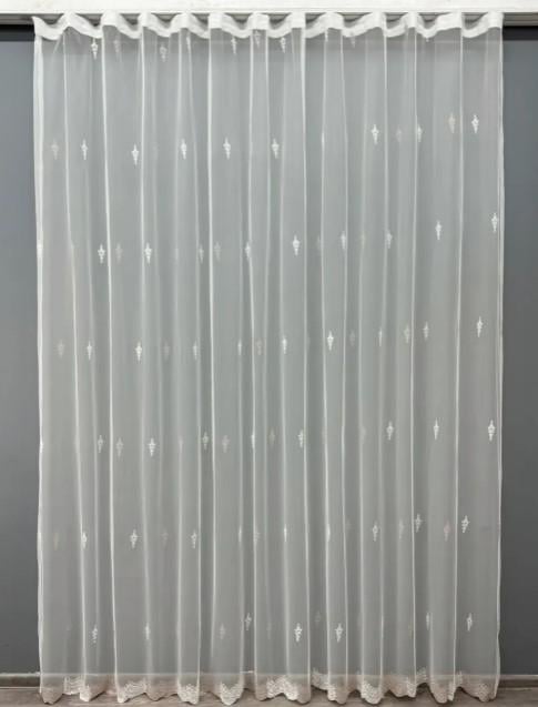 Тюль грек сетка с вышитым принтом Молочный/Пудровый (1472т) Тюль грек сетка с вышитым принтом Молочный/Пудровый (1472т)