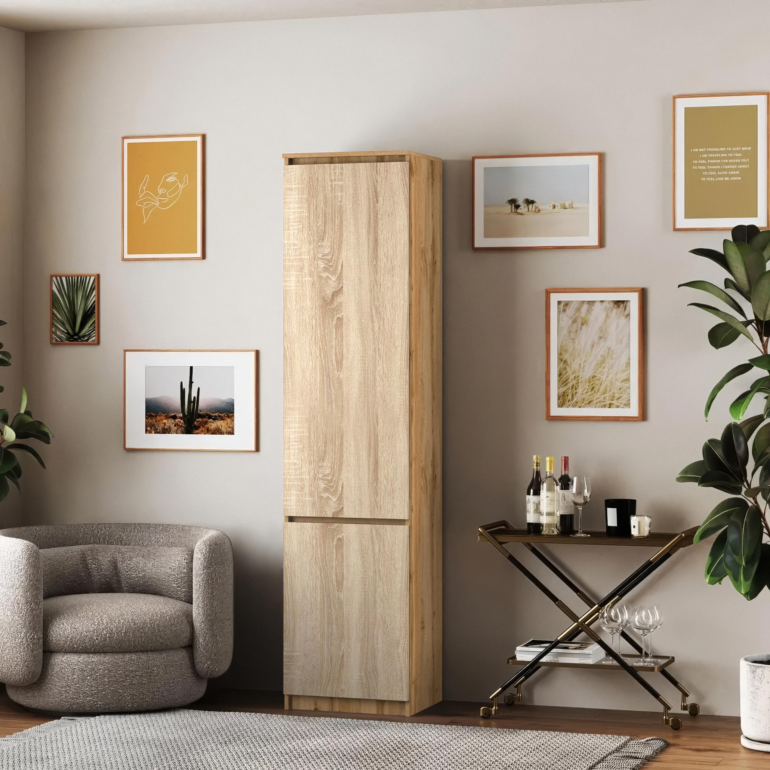 Шкаф-пенал со штангой T-218 500х498х2117 мм Дуб Аппалачи/Дуб Сонома - фото 1 Шкаф-пенал со штангой T-218 500х498х2117 мм Дуб Аппалачи/Дуб Сонома - фото 1