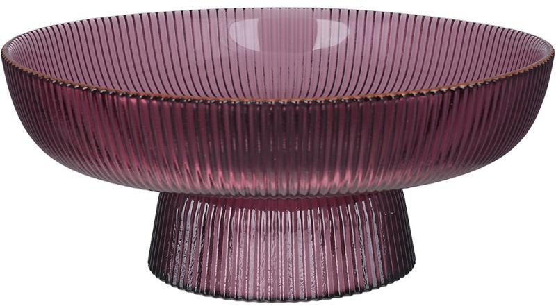 Фруктовница стеклянная Fleur Ø26х11,5 см Пурпурный с золотой каймой
