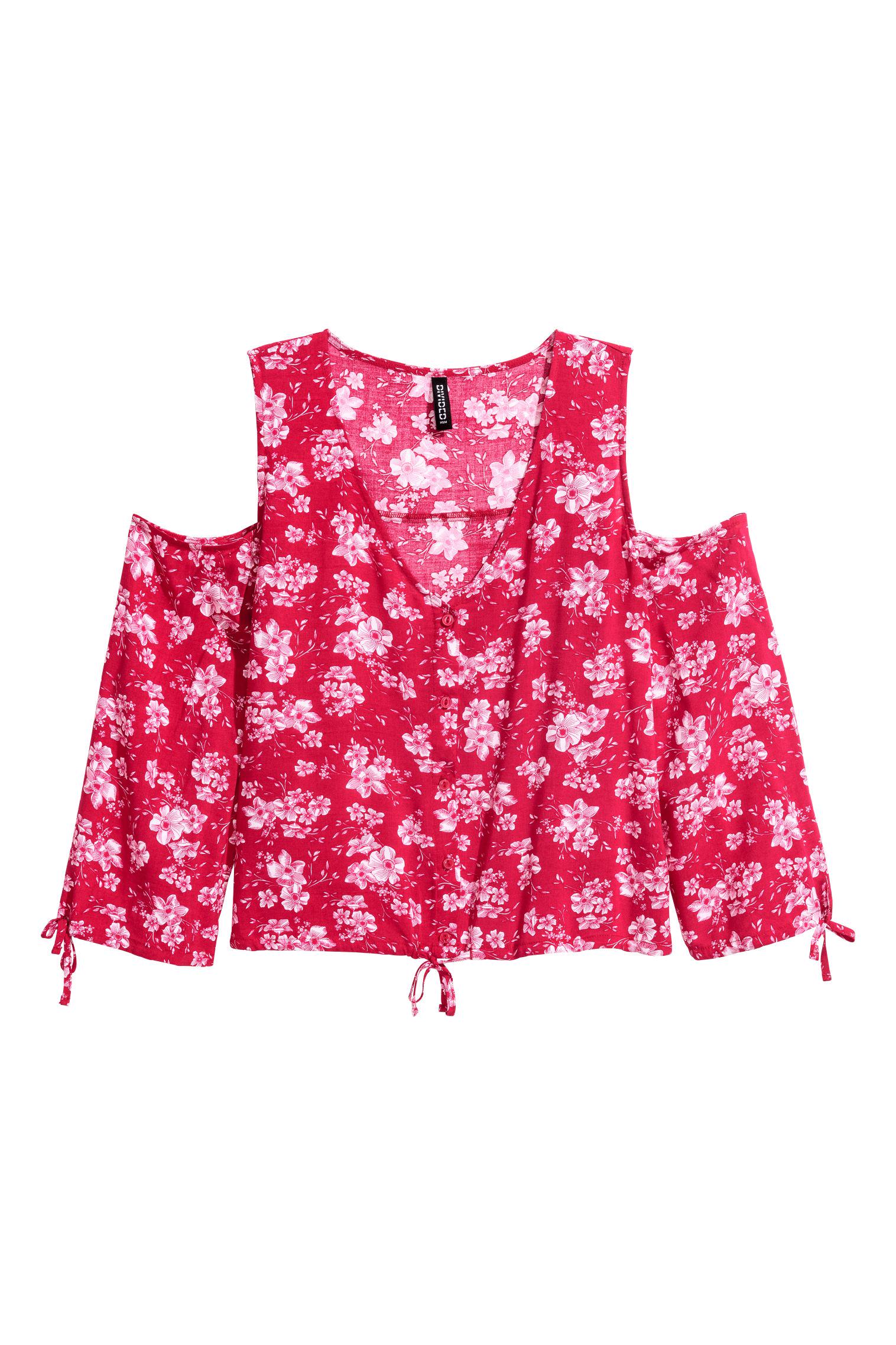 Блуза H&M Цветы р. 36 Красный (1612507359)