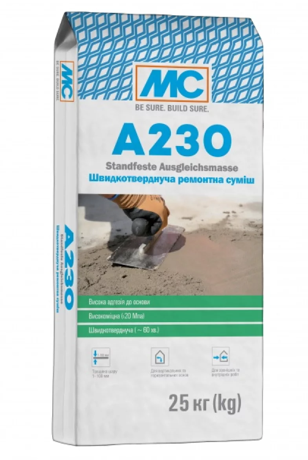 Ремонтна суміш MC-Bauchemie від 1 до 100 мм A 230 25 кг - фото 1 Ремонтна суміш MC-Bauchemie від 1 до 100 мм A 230 25 кг - фото 1