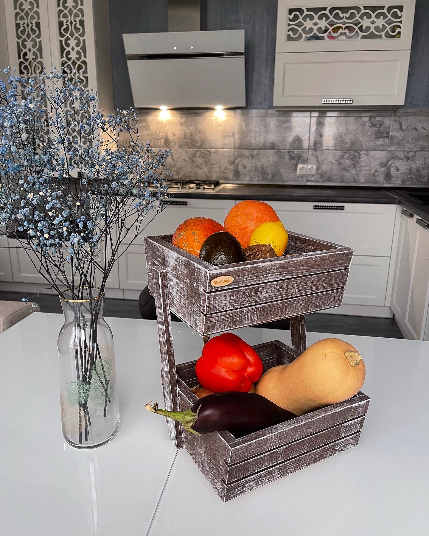 Ящик-фруктовница деревянная 2 яруса Коричневый (154) - фото 4 Ящик-фруктовница деревянная 2 яруса Коричневый (154) - фото 4