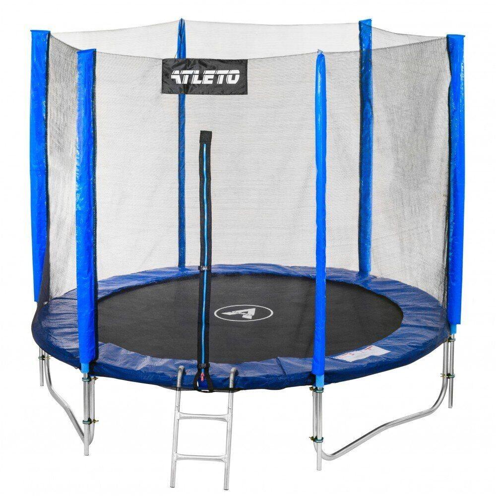 Батут Atleto с наружной сеткой и лестницей 183 см Синий