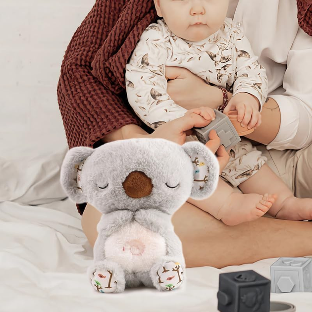 Мягкая игрушка интерактивная Коала дышащая со световыми и звуковыми эффектами 25 см Светло-серый (2117-59) - фото 6