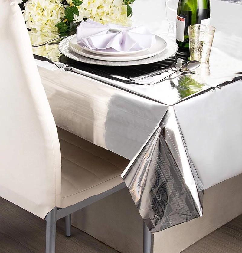 Скатерть клеенка из фольги 270x100 см Серебристый (35712) - фото 2 Скатерть клеенка из фольги 270x100 см Серебристый (35712) - фото 2
