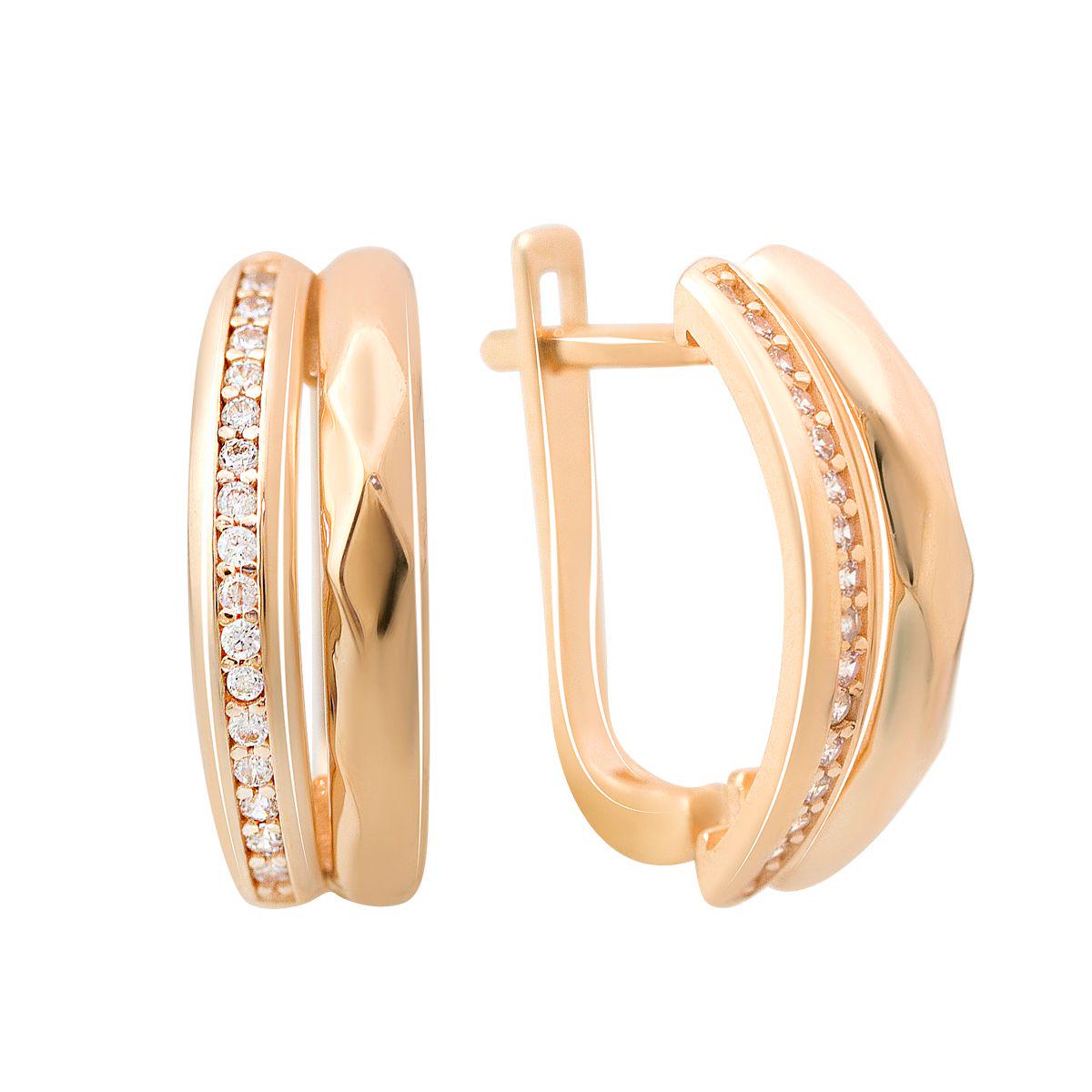 Золотые серьги с фианитами 0,16 ct 4,55 г (76186)