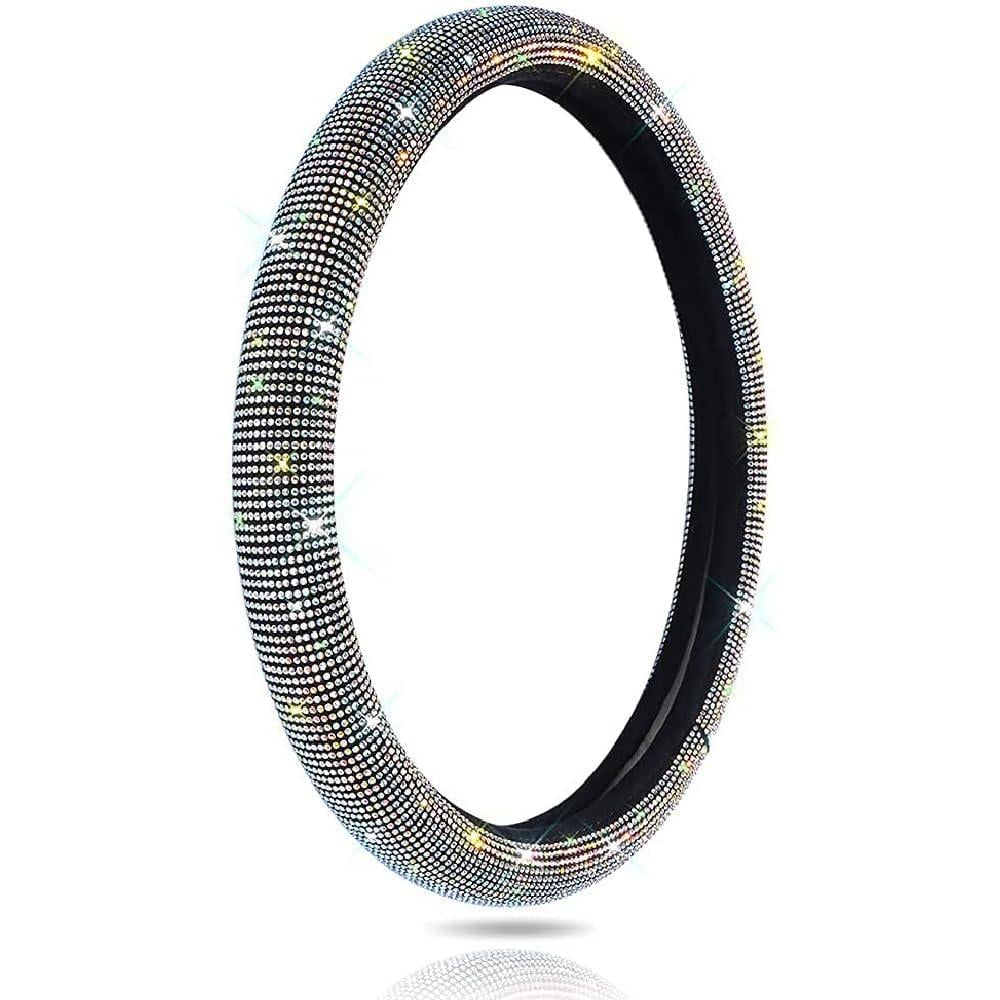 Чехол на руль SteeringCover со стразами 36–38 см Белый (2414)