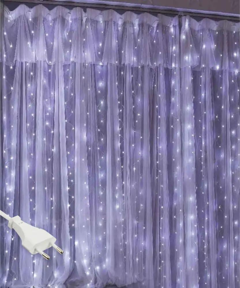 Гирлянда-штора Роса 600 LED 40 нитей 220В статический режим IP44 8x1,5 м Холодный белый