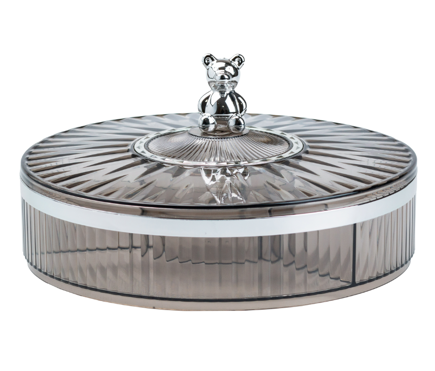 Конфетница пластиковая на 4 отделения d 26 см Smoke Gray Конфетница пластиковая на 4 отделения d 26 см Smoke Gray