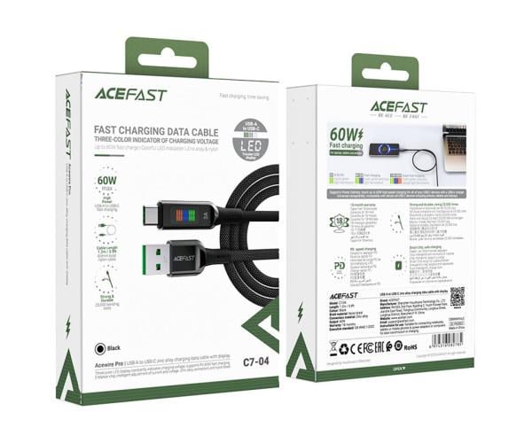 Кабель Data Acefast C7-04 USB-Type-C 3A 1,2 м Black (066974316282785) - фото 4 Кабель Data Acefast C7-04 USB-Type-C 3A 1,2 м Black (066974316282785) - фото 4