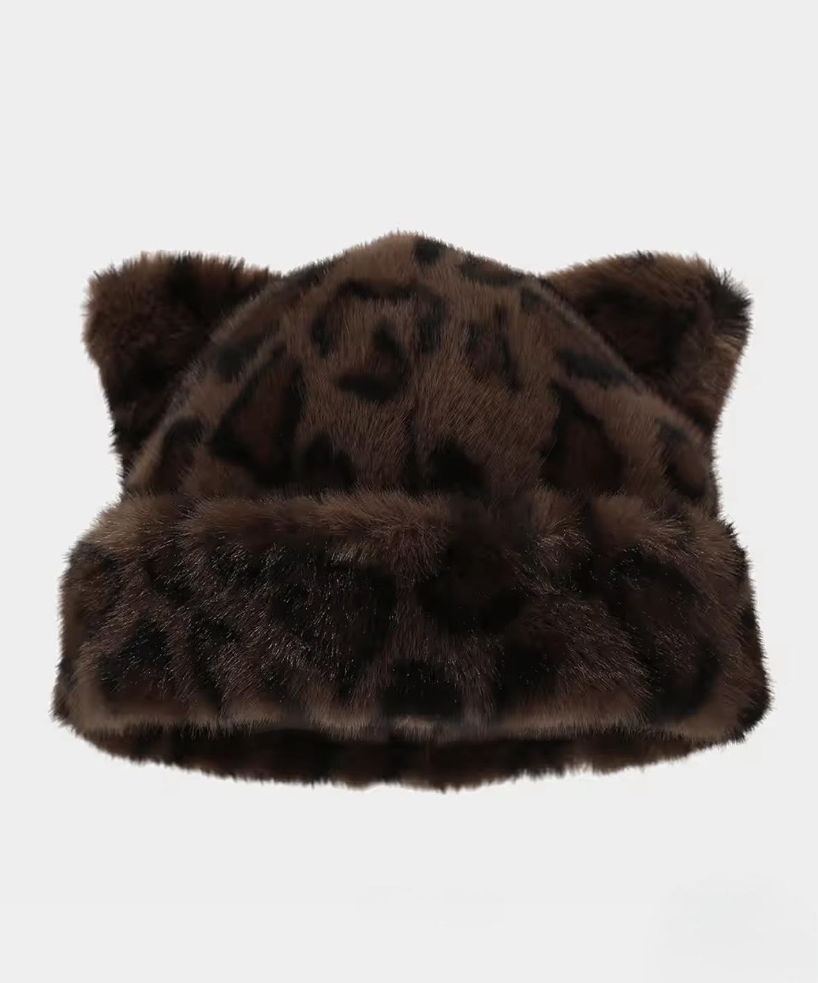 Шапка женская WUKE Кошка с ушками и подворотом One size Леопардовый (31265196)