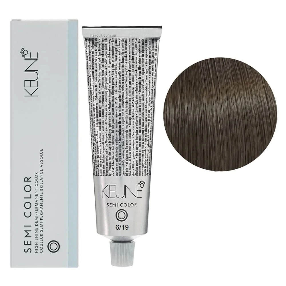 Краска тонирующая безаммиачная для волос Keune Semi Color 6.19 Dark Matt Blonde 60 мл