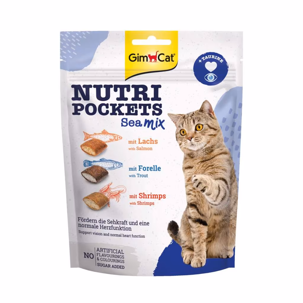 Лакомство для кошек GimCat Нутри Покетс Морской микс 150 г Лакомство для кошек GimCat Нутри Покетс Морской микс 150 г