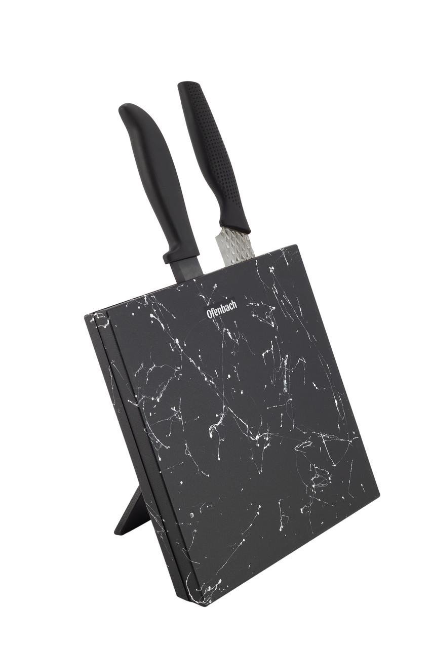 Подставка для ножей Ofenbach КМ-100201 из пластика с покрытием soft-touch 25,3х2,4х22,6 см Черный мрамор (150-84-100201)