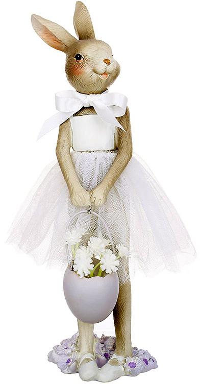 Статуэтка декоративная Леди Крольчиха полистоун 25 см Серый с белым