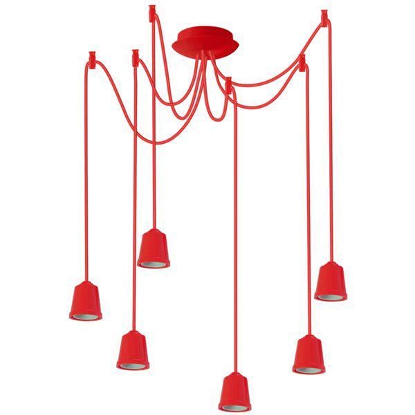 Підвісний світильник ERKA 626 стельовий 6xЕ27 2 м Червоний (27551807) Підвісний світильник ERKA 626 стельовий 6xЕ27 2 м Червоний (27551807)