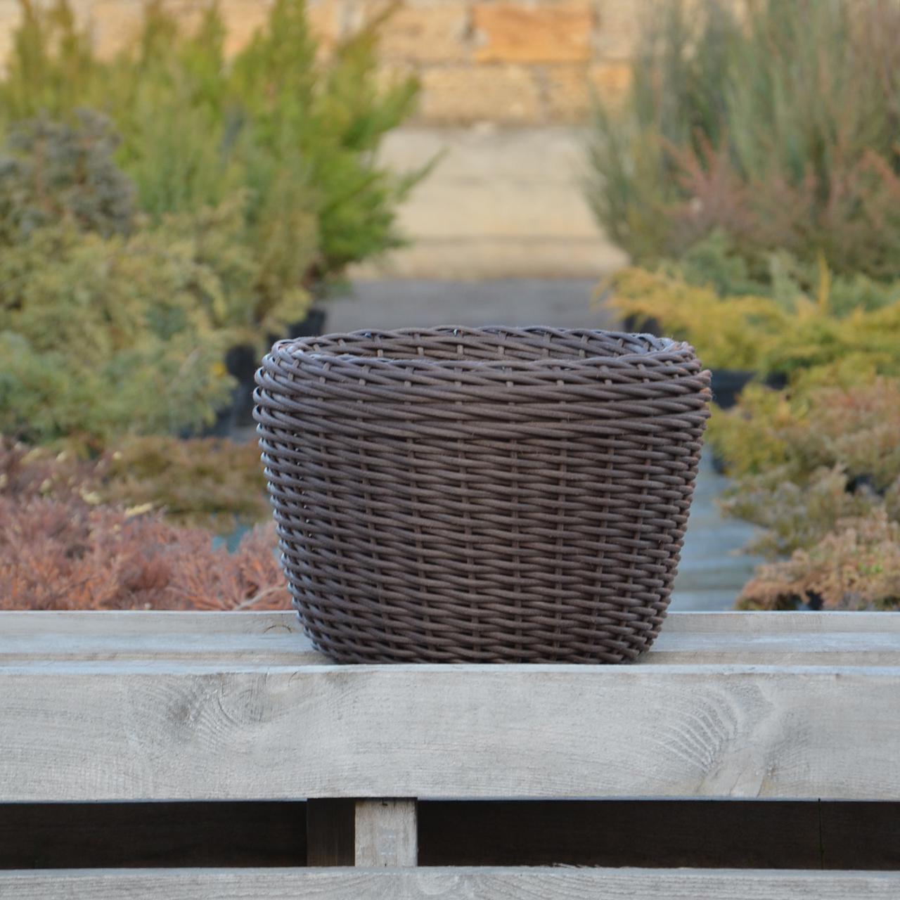 Кашпо для рослин з штучного ротангу 16 л Чесаний венге - фото 2