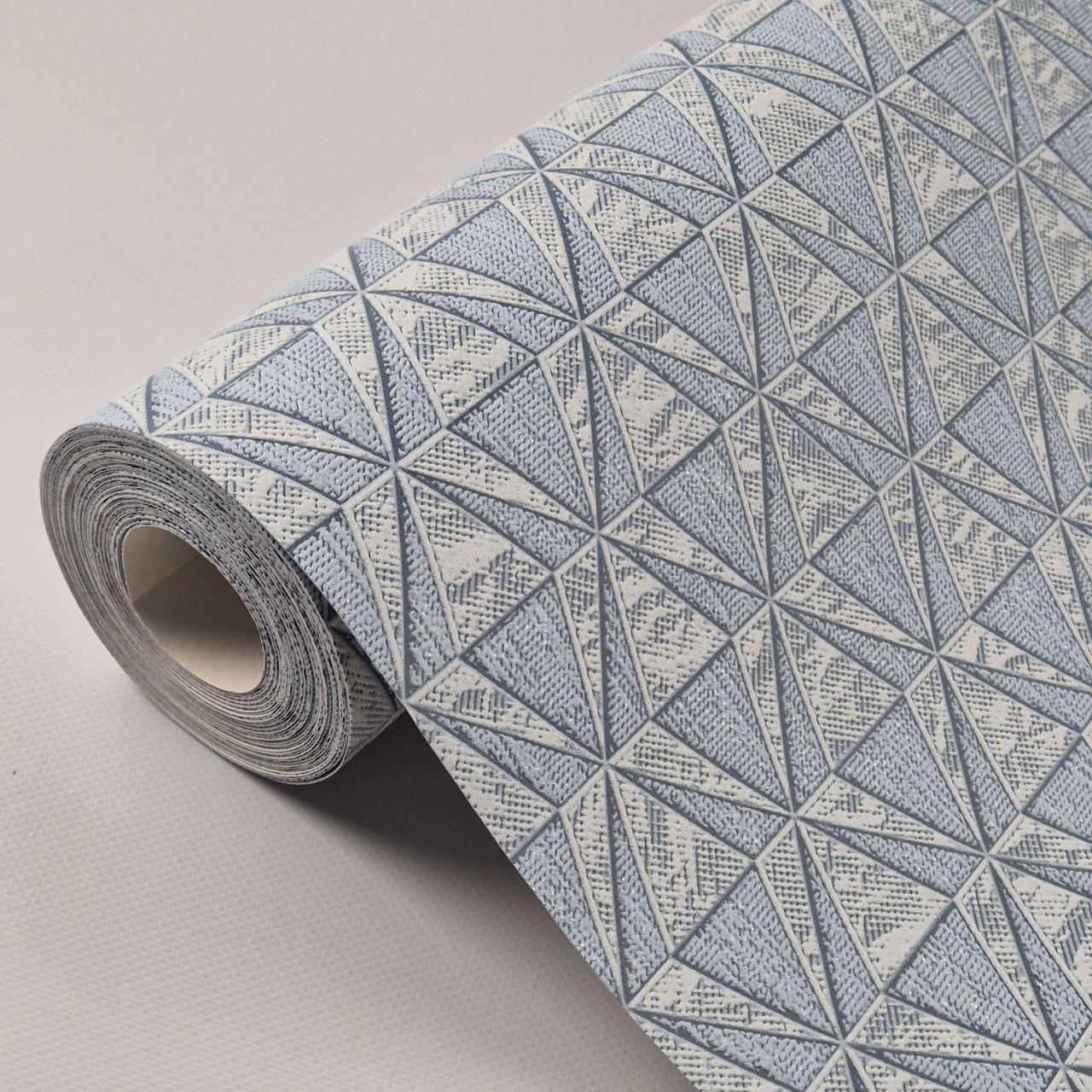 Шпалери вінілові на паперовій основі Слов’янські шпалери 9431-03 з геометричним візерунком Блакитний (id_1705)