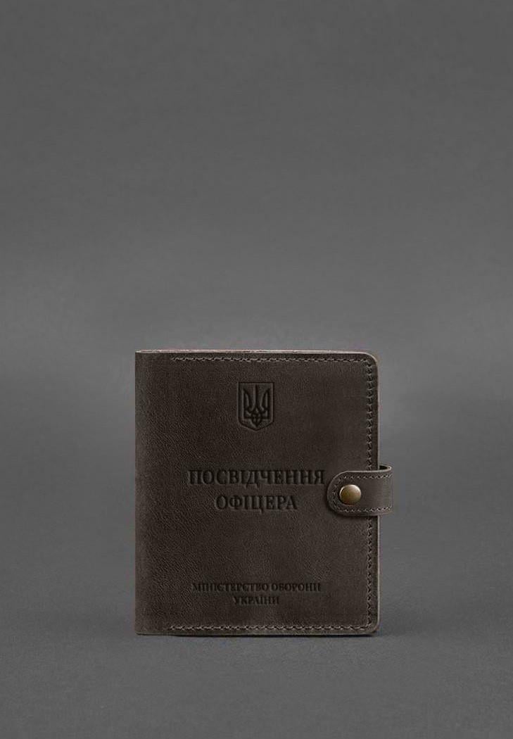 Обложка кожаная -портмоне для удостоверения офицера 11.0 Crazy Horse Темно-коричневый (A-027855)