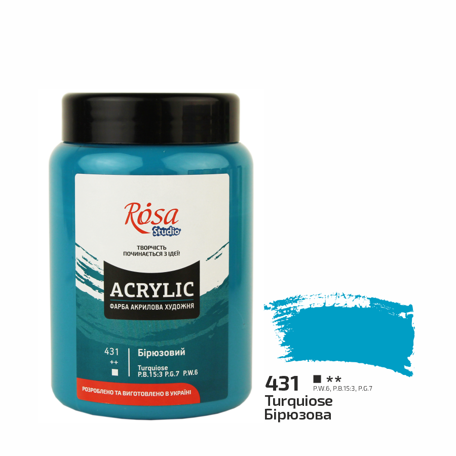 Акриловая краска ROSA Studio 322419431 6 шт. 400 мл Бирюзовый/431 (4823098501664) - фото 1 Акриловая краска ROSA Studio 322419431 6 шт. 400 мл Бирюзовый/431 (4823098501664) - фото 1