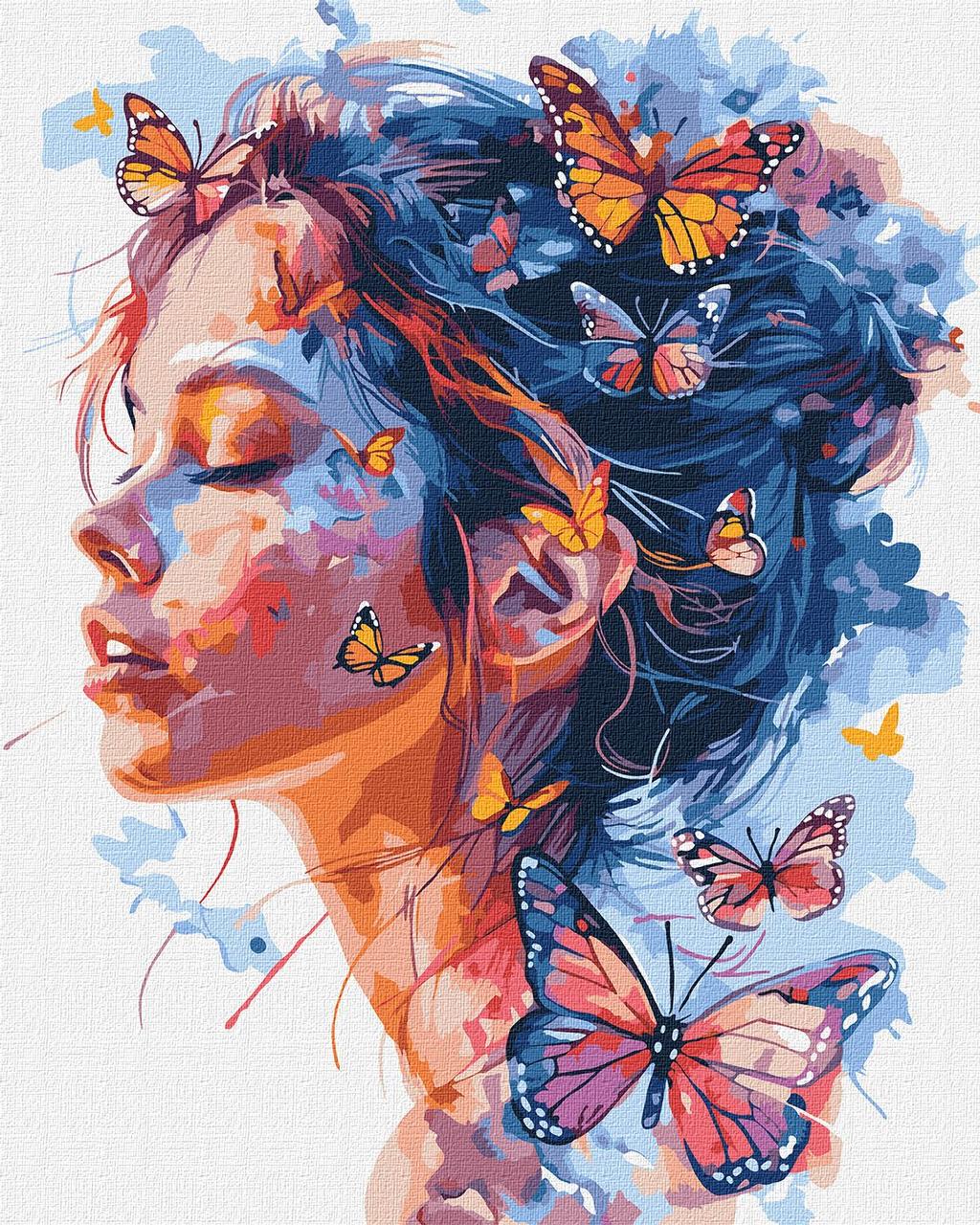 Картина за номерами Ideyka Люди Дівчина з метеликами 40х50 см