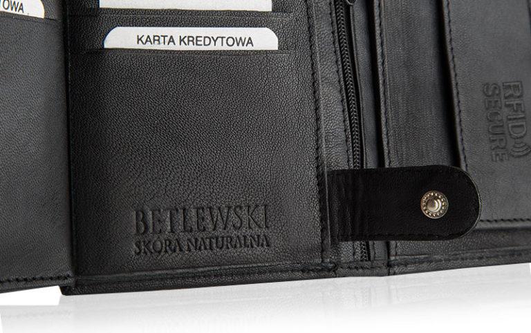 Кошелёк кожаный мужской Betlewski с защитой rfid Черный - фото 4