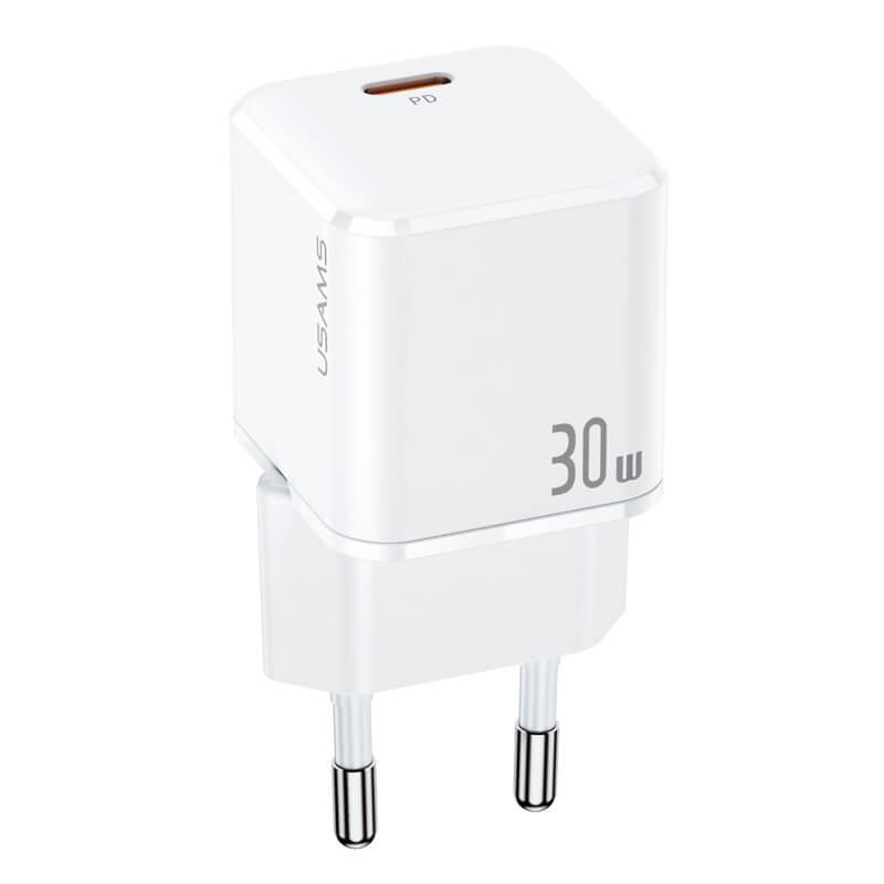 Адаптер мережевий USAMS Super Si Mini PD Fast 1C US-CC148 T45 1Type-C, 30W/3A, PD/QC| white