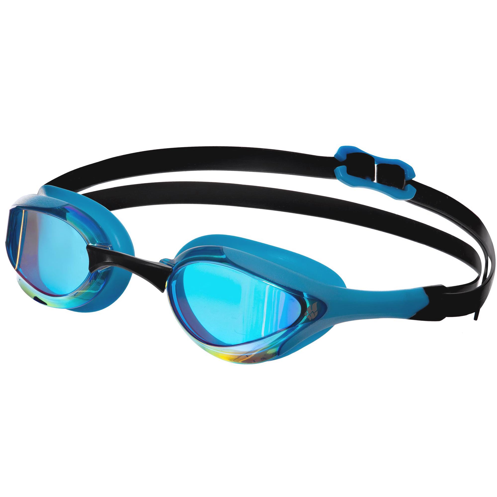 Очки для плавания взрослые MadWave ALIEN Rainbow M042729 радужные линзы Голубой-черный (M042729_Голубой-черный)