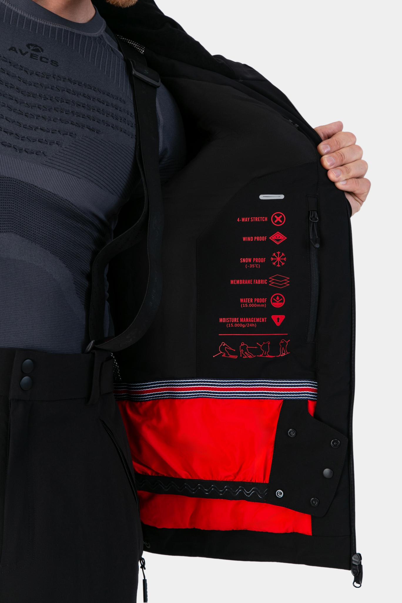 Куртка горнолыжная Avecs 70497/1 3XL Черный - фото 6 Куртка горнолыжная Avecs 70497/1 3XL Черный - фото 6