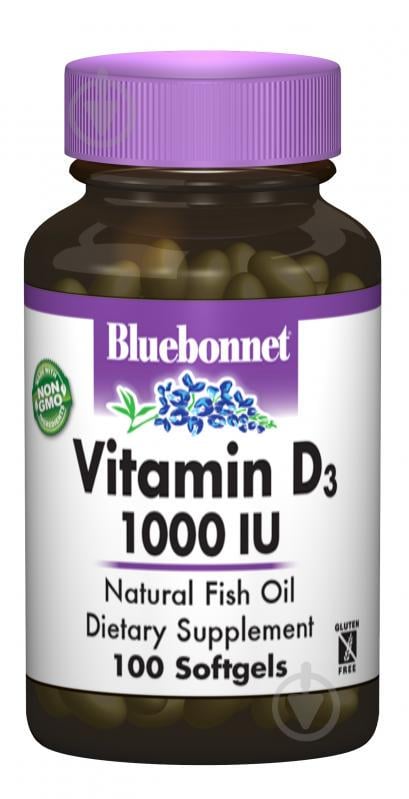 Вітамін D3 1000IU Bluebonnet Nutrition 100 желатинових капсул