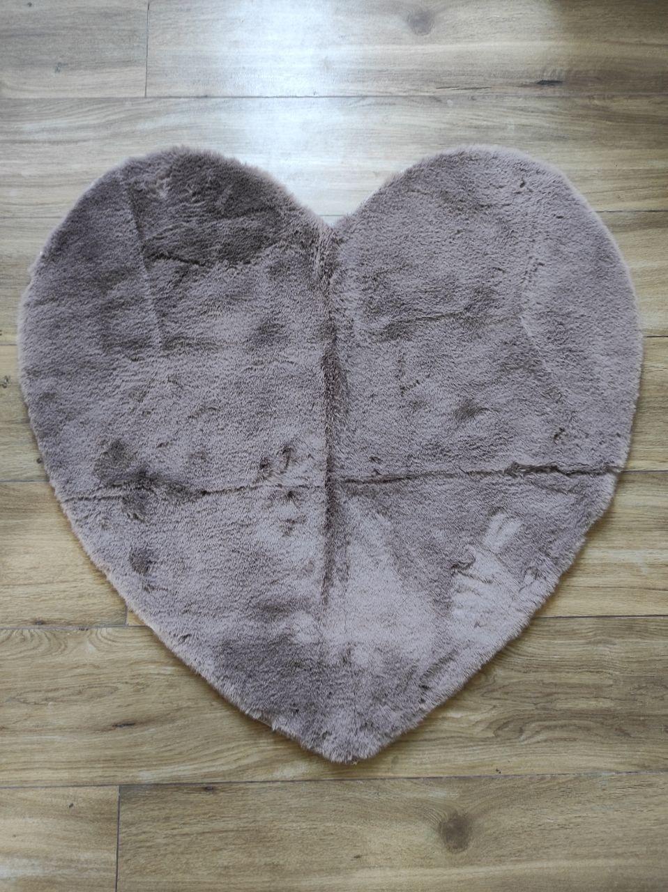 Килимок з довгим ворсом 90х90 см Темно-коричневий (П4К-serdce2-003-2)