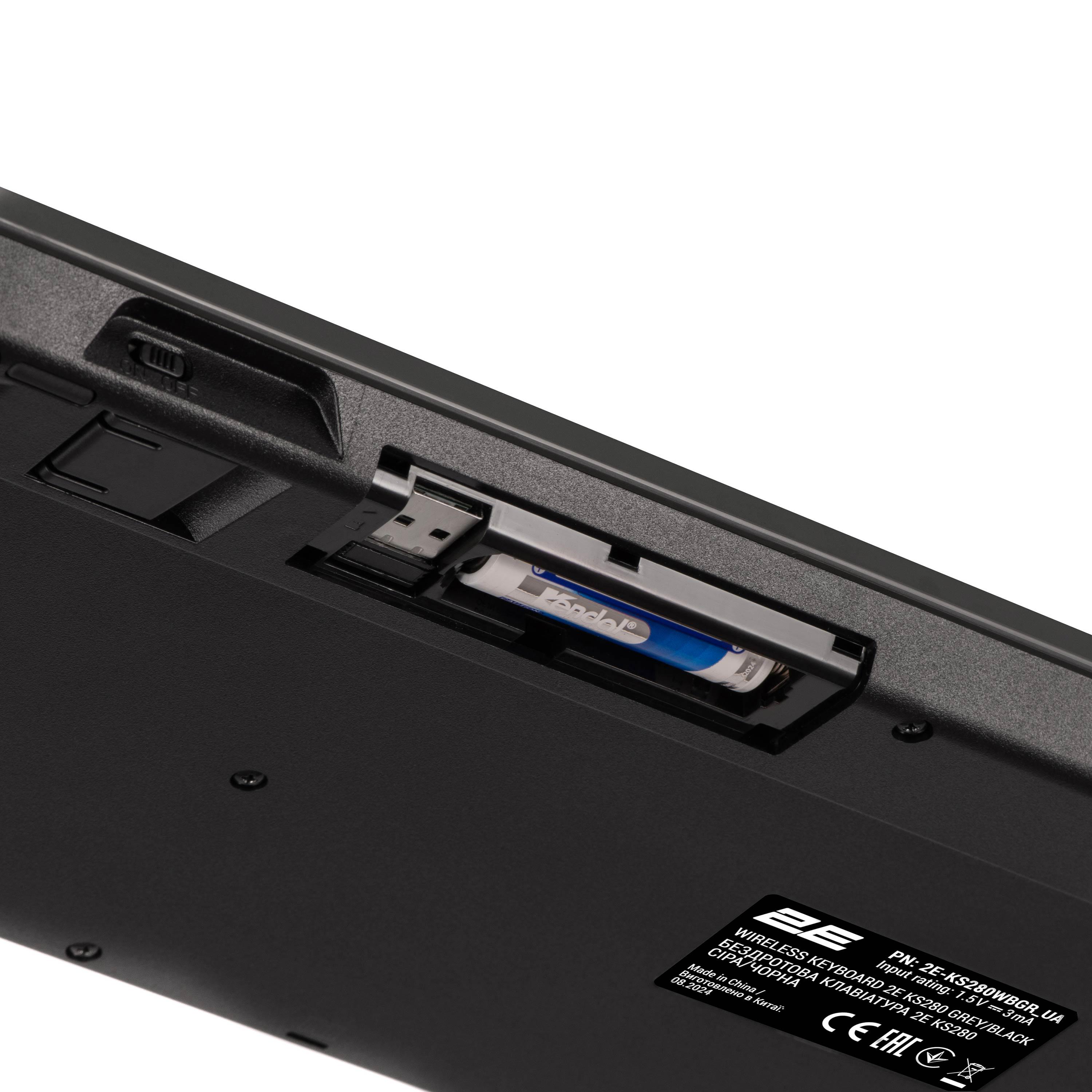 Клавиатура мембранная беспроводная 2E KS280 Bluetooth USB Черный с серым (2E-KS280WBGR_UA) - фото 4