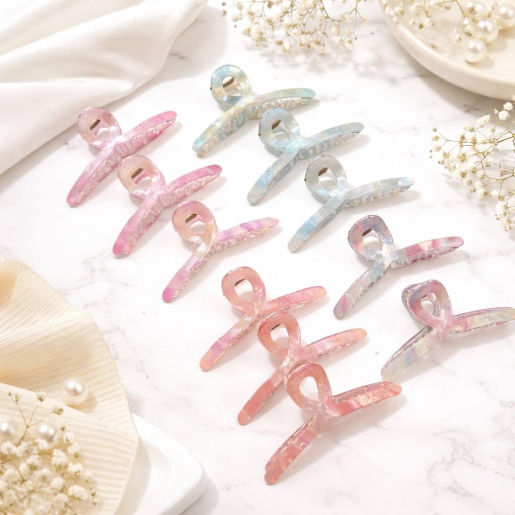 Набор крабиков для волос Бантики иридесцентные 12 шт. Разноцветный (2900829843)