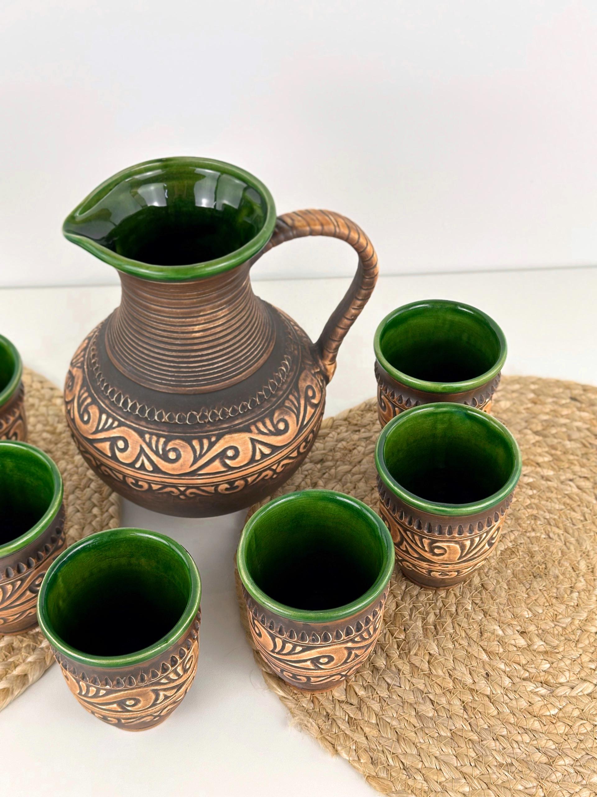 Набір глиняного посуду для узвару Гражда на 6 чоловік Коричневий (17019-28) - фото 10