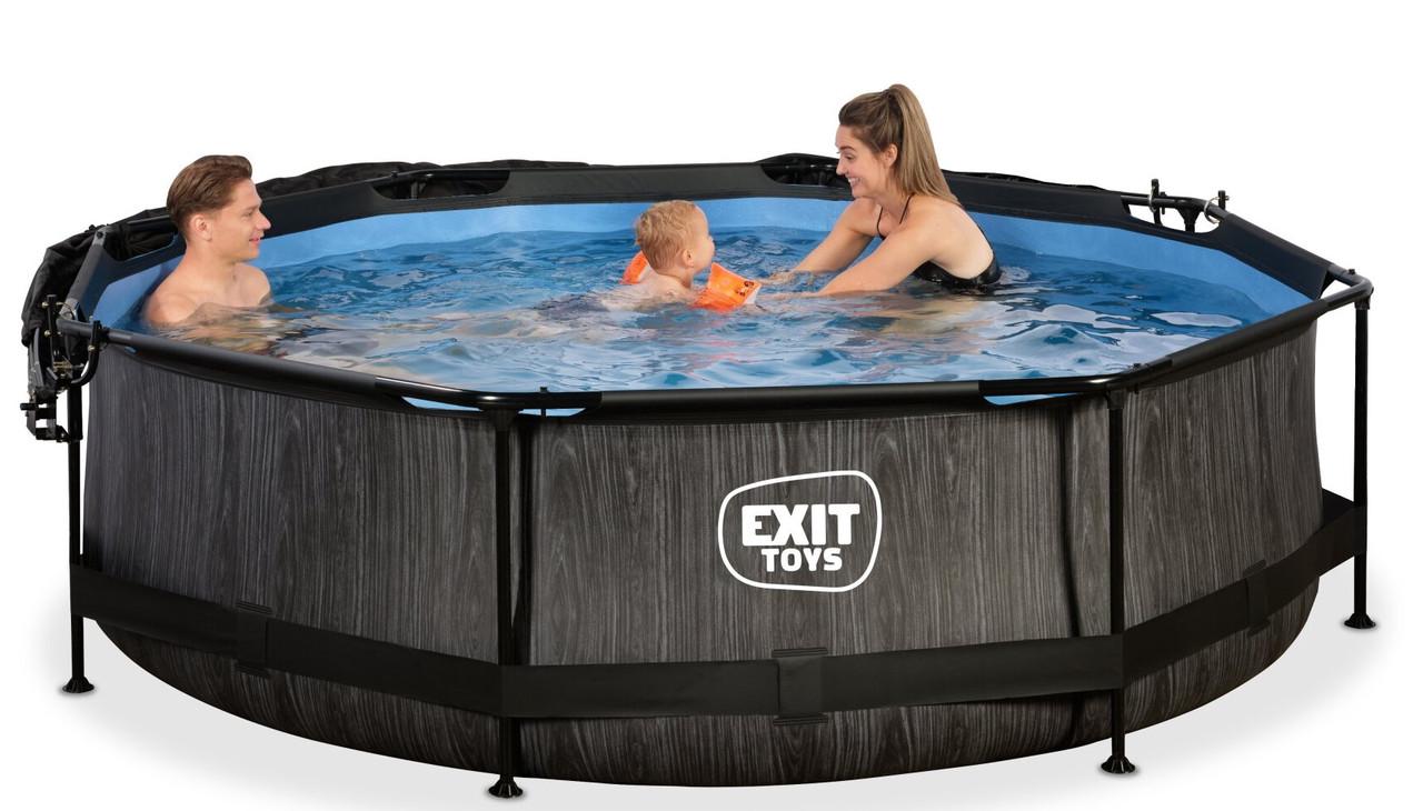 Бассейн каркасный Exit Toys с навесом от солнца 300х76 см Черное дерево (2426880759) - фото 7