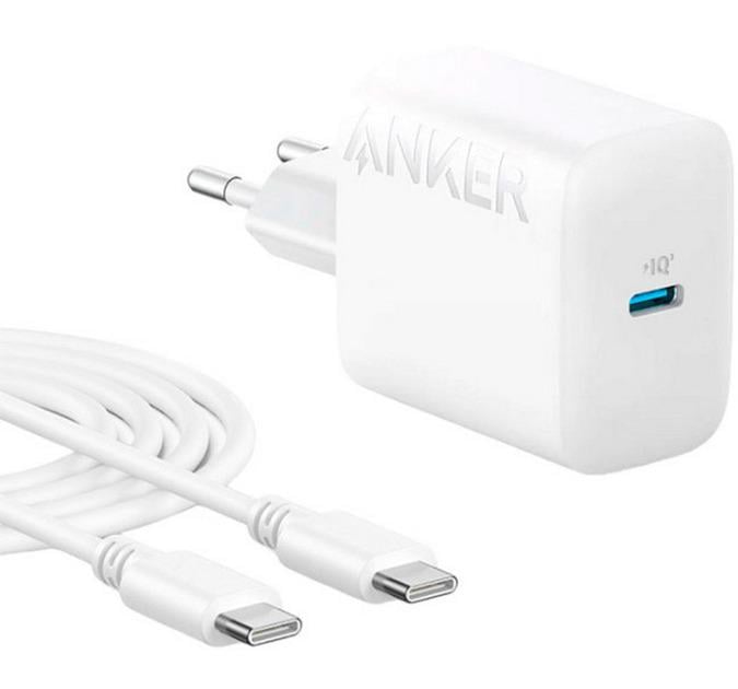 Зарядное устройство сетевое Anker PowerPort 312 USB Type-C 20 Вт с кабелем USB-C White (B2347G21)