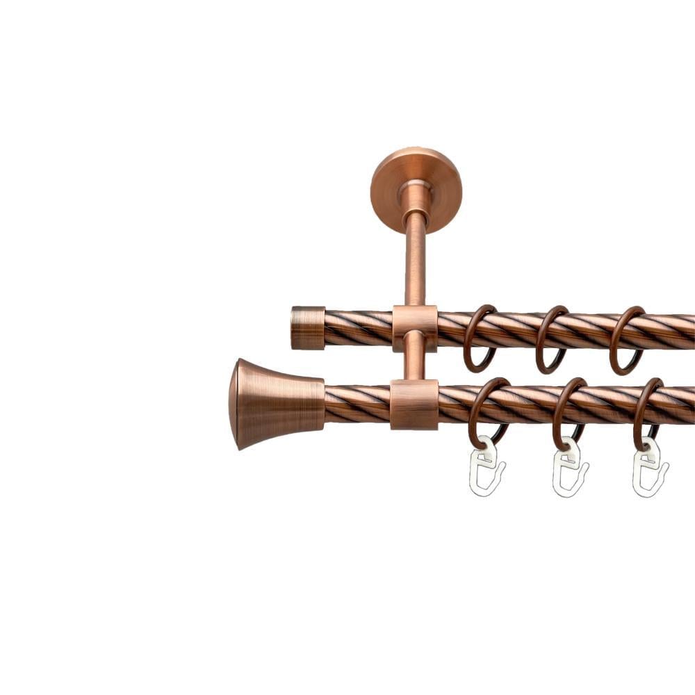 Карниз металлический Orvit Принц двухрядный закрытый/скрученная труба/кольцо металлическое Медь 16/16 мм 300 см (00-00025350)