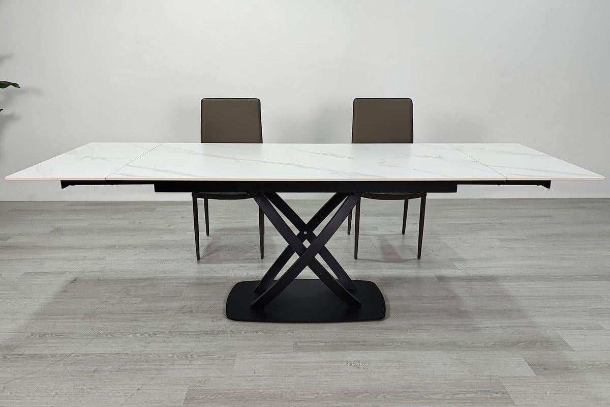 Стол обеденный раскладной Intarsio HILDA CERAMIC 160-240х90 см Белый матовый/Черный (HILDA160) - фото 6 Стол обеденный раскладной Intarsio HILDA CERAMIC 160-240х90 см Белый матовый/Черный (HILDA160) - фото 6