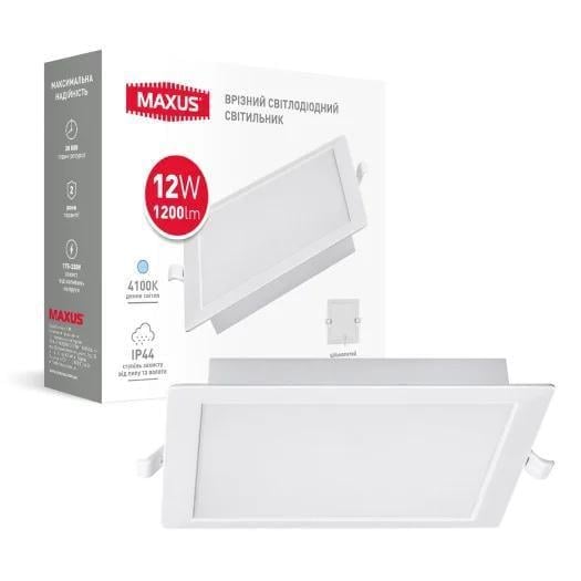 LED-світильник врізний Maxus 1-RDL-1241-IPS RDL Square 12W 4100K IP44 (27552340)