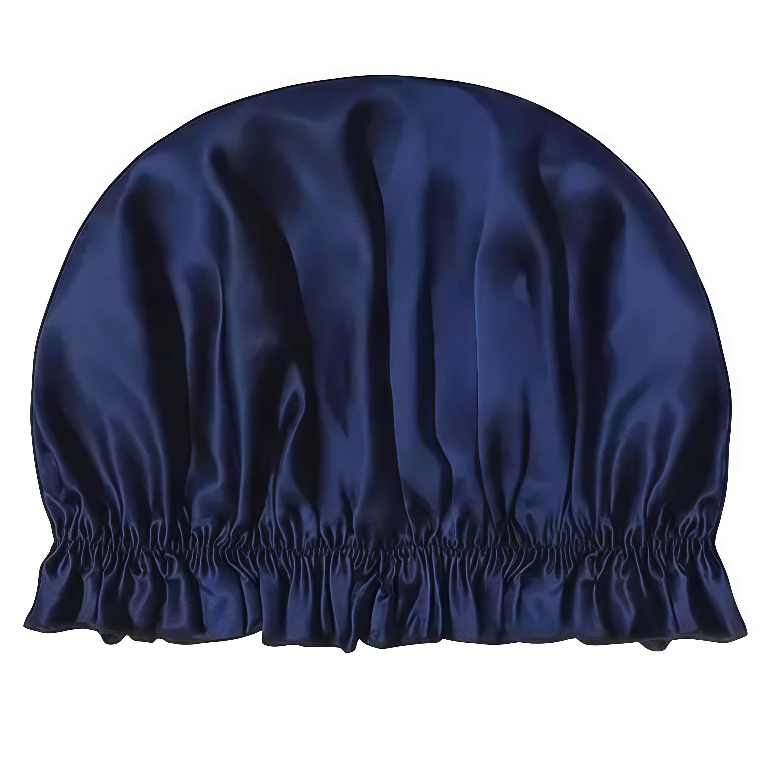 Шелковая шапочка для сна и душа с мягким краем 29х20 см Синий