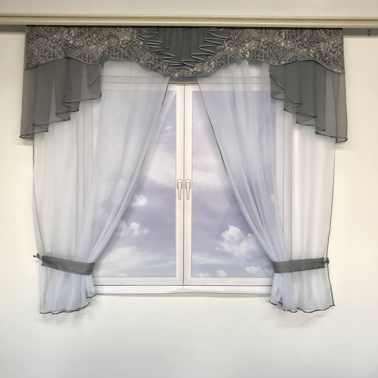 Тюль из шифона ALBO 200x180 см Серый (KU-314-35)