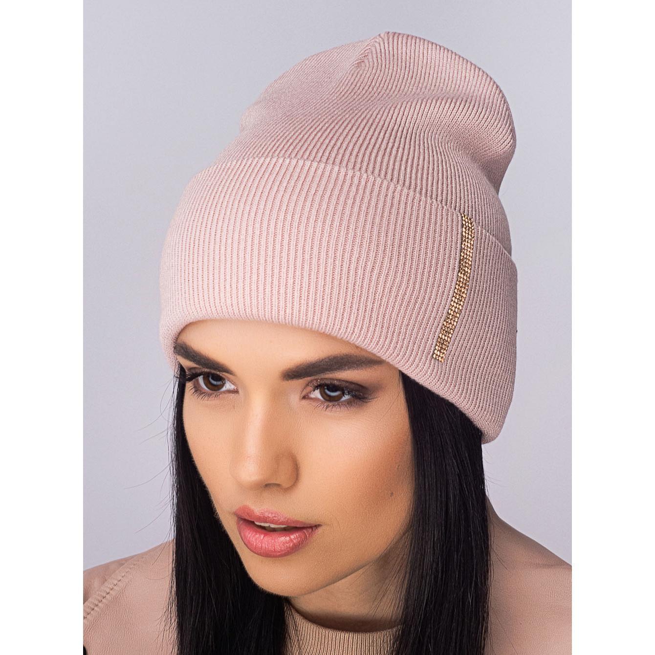 Шапка женская двойная Leks Салют one size Светлый пудровый