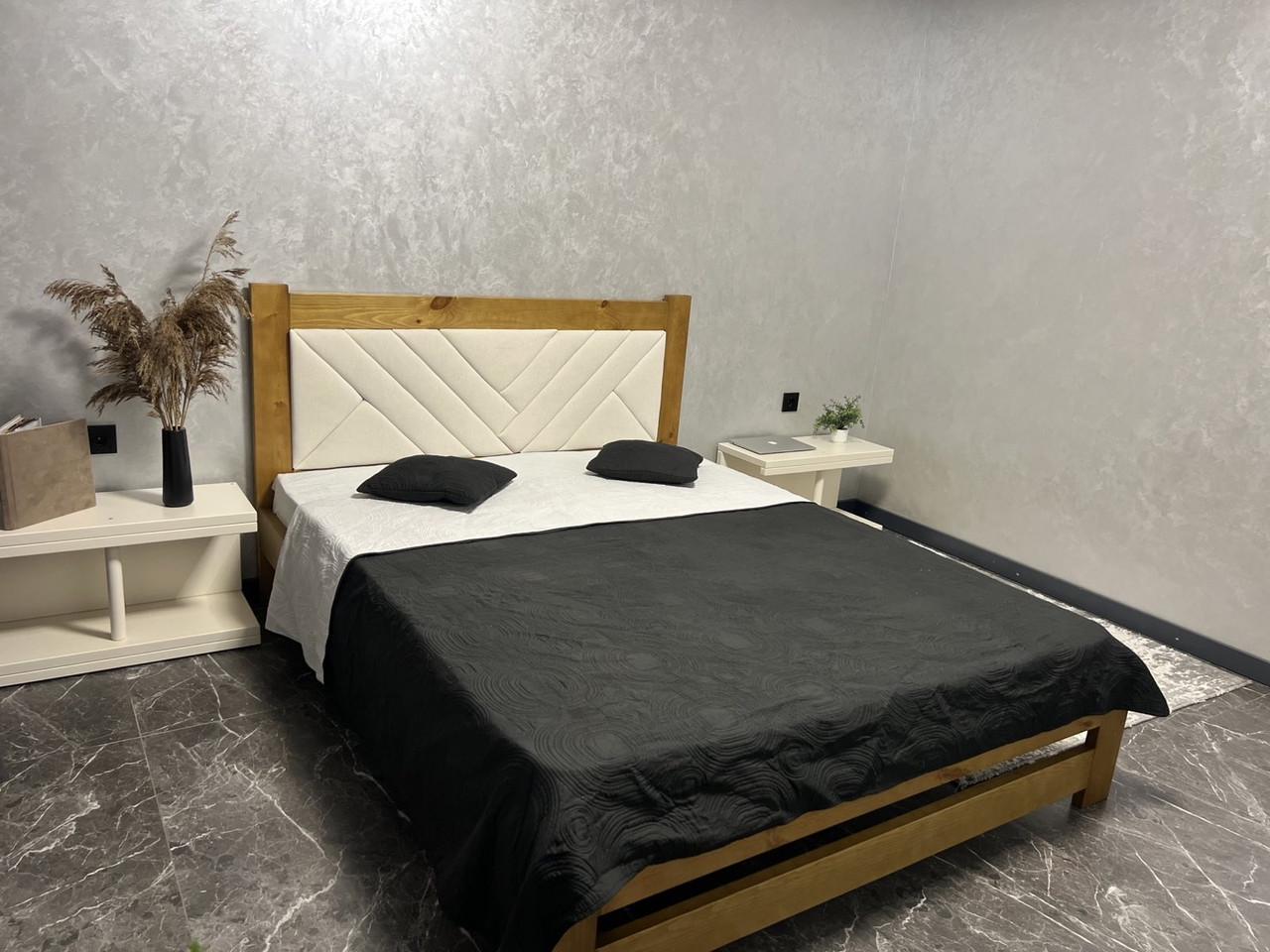 Кровать деревянная с мягким изголовьем 160x200 см Ольха (2931806509) Кровать деревянная с мягким изголовьем 160x200 см Ольха (2931806509)