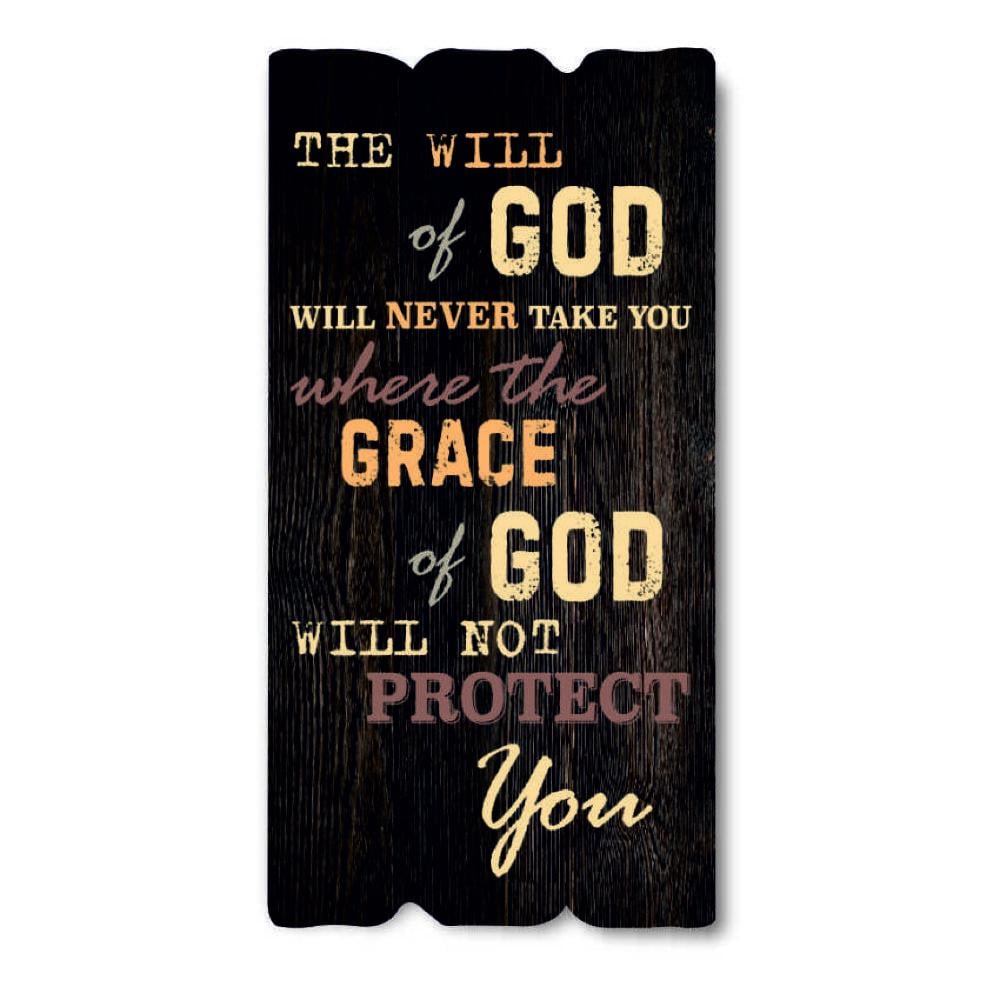 Табличка декоративная деревянная The will of God will never take you where the grace of God will not 15х30 см Коричневый (хрт10035ка)