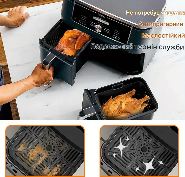 Форма силіконова для аерогриля мультипечі ребриста прямокутна Чорний (REN-0586) - фото 5 Форма силіконова для аерогриля мультипечі ребриста прямокутна Чорний (REN-0586) - фото 5