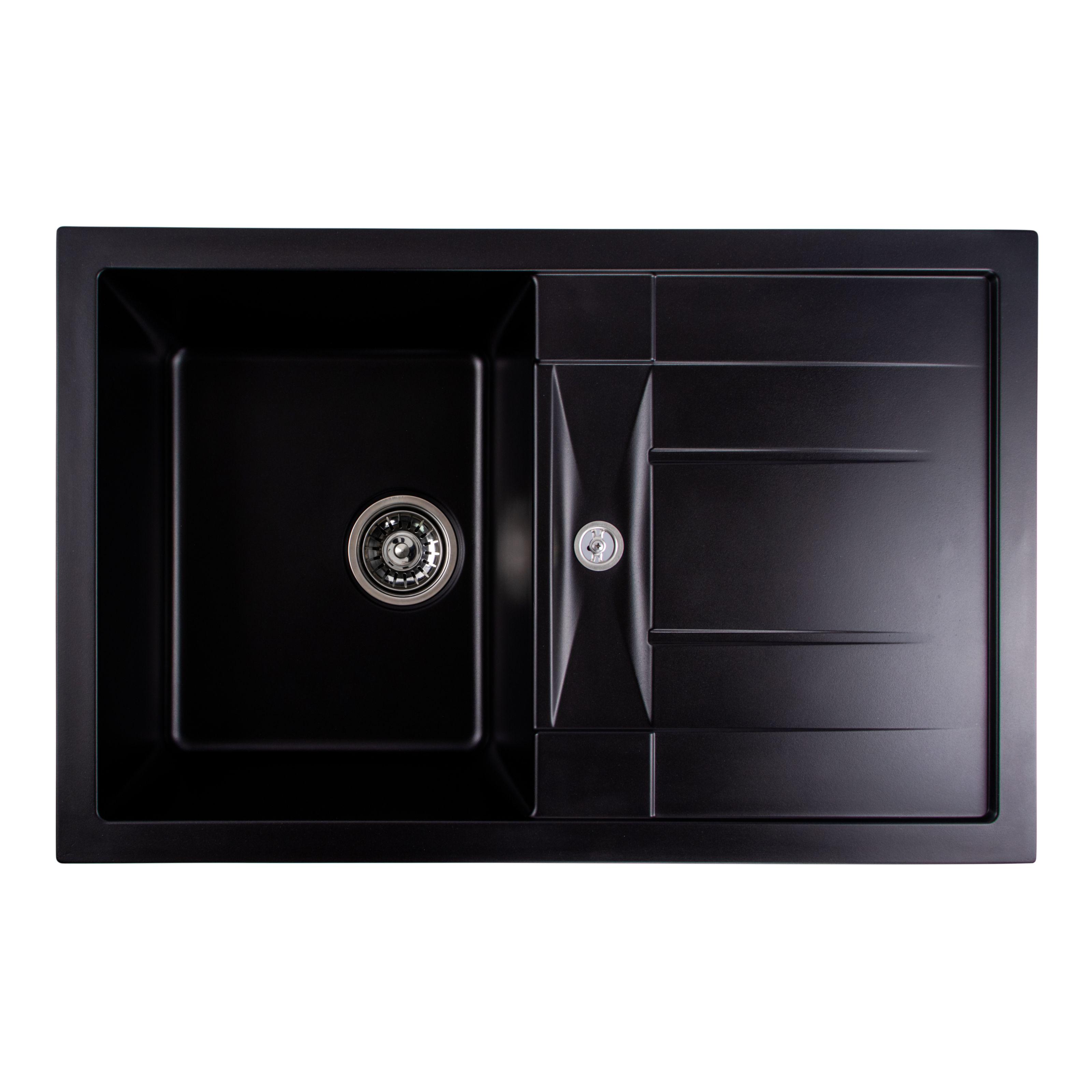 Мойка кухонная Platinum PLS-A24777 гранитная прямоугольная 780x500 мм Черный (151312)