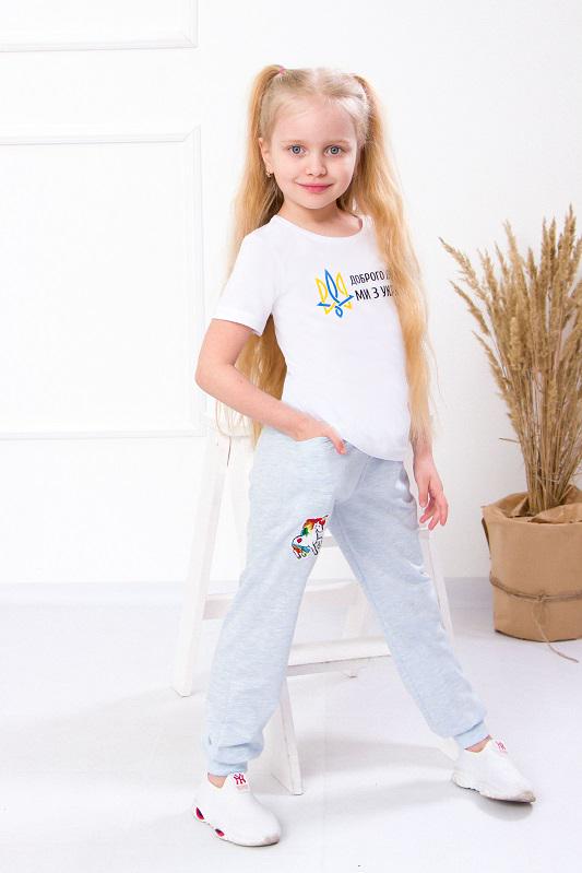 Брюки для девочки Носи свое с нашивкой Носи свое 98 см Голубой меланж