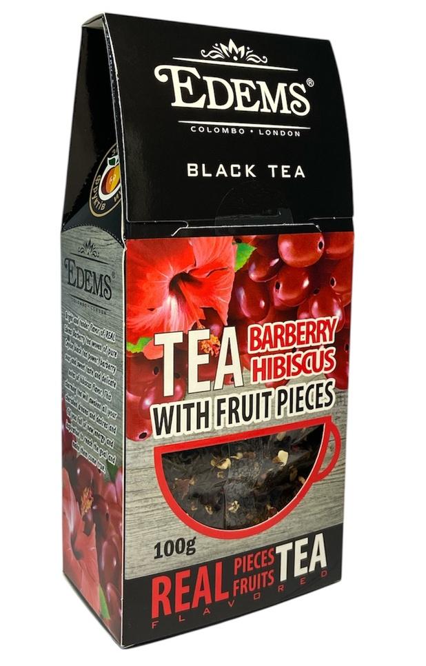 Чай Edems Barberry Hibiscus Чорний зі шматочками ягід Барбарису та пелюстками квіток Гібіскуса 100 г (60634)